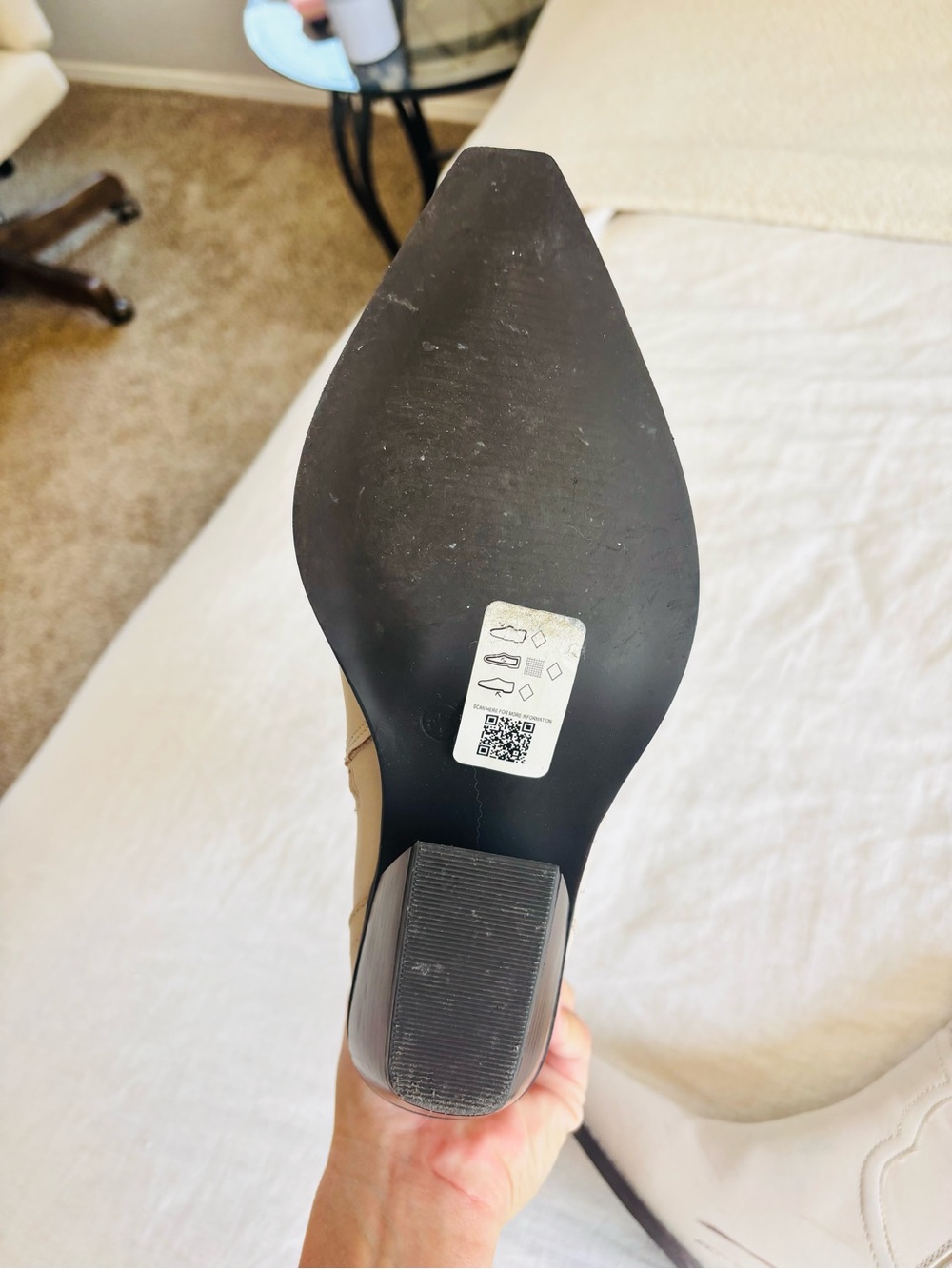 SHEIN Cream Western Ankle Boots with Stacked Heel - Picture 10 of 11